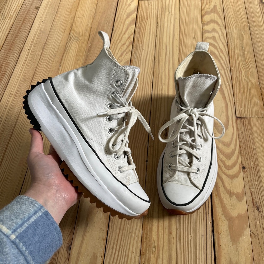 Converse Run Star Hike High Top White Platform Sneakers casual Mens 7.5 Womens 9